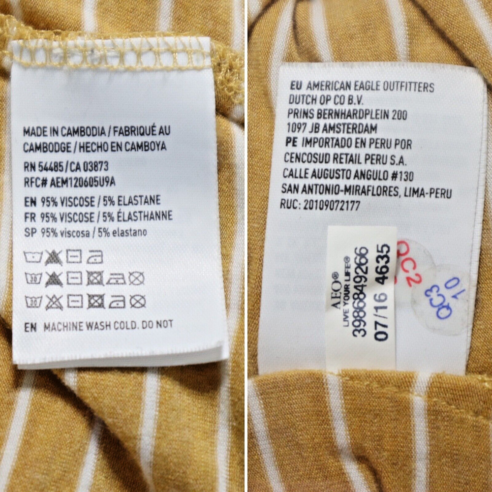 American Eagle Size S Soft & Sexy Long Sleeve Tee Striped Yellow White - Picture 10 of 10